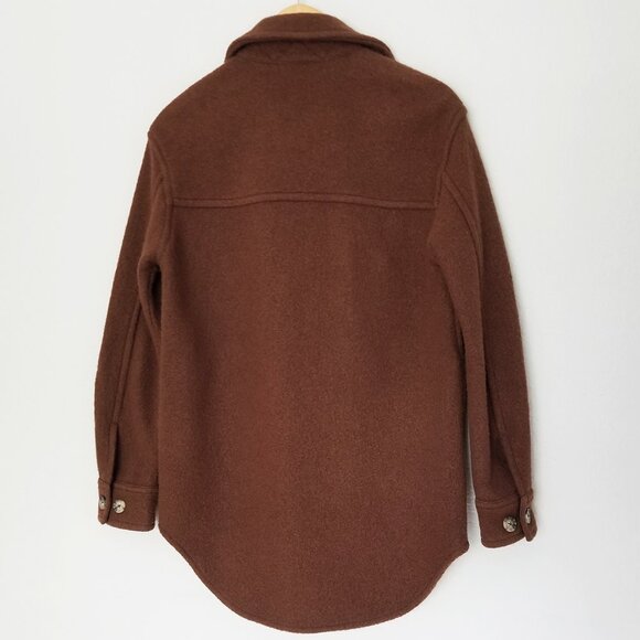 Aritzia Wilfred Free 100% Merino Wool The Ganna Shirt Jacket Shacket XXS Brown - Picture 4 of 16